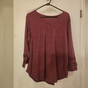Source Unknown Maroon Long Sleeve Top